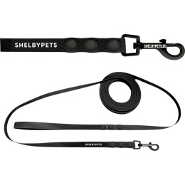 Smycz dla średniego psa wodoodporna z taśmy Hexa 16mm czarna ShelbyPets