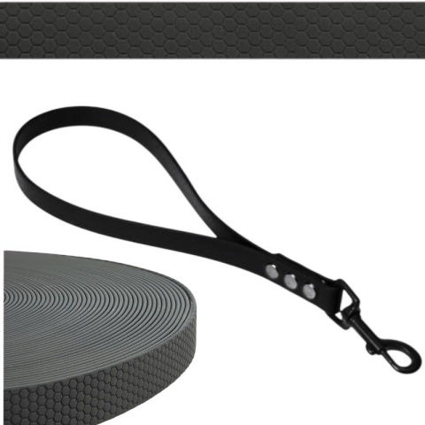 Smycz dla średniego psa wodoodporna z taśmy Hexa 16mm pomarańczowa ShelbyPets