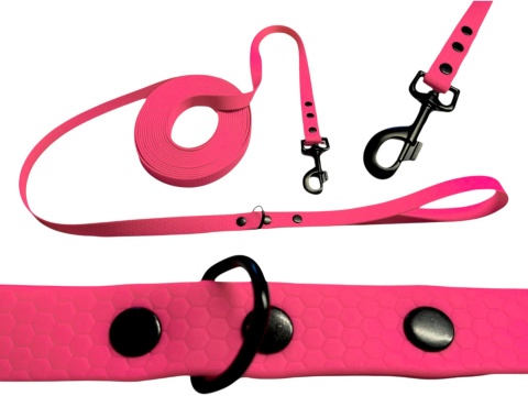 Smycz dla średniego psa wodoodporna z taśmy Hexa 16mm pomarańczowa ShelbyPets