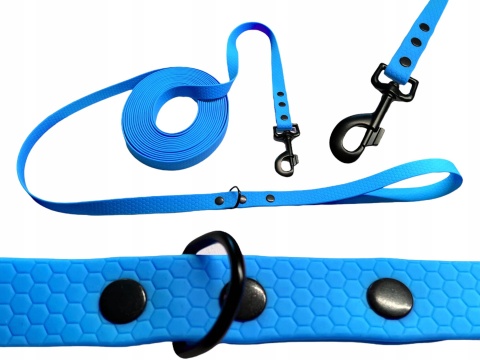 Smycz dla średniego psa wodoodporna z taśmy Hexa 16mm fioletowa ShelbyPets