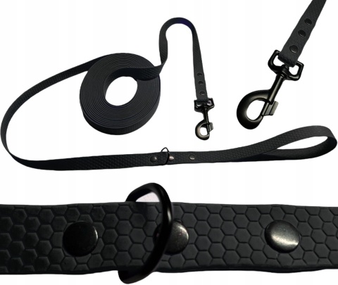 Smycz dla średniego psa wodoodporna z taśmy Hexa 16mm różowa ShelbyPets