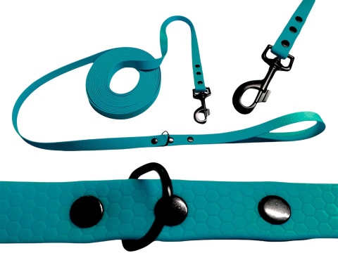 Smycz dla średniego psa wodoodporna z taśmy Hexa 16mm różowa ShelbyPets