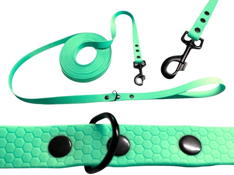 Smycz dla średniego psa wodoodporna z taśmy Hexa 16mm lawendowa ShelbyPets