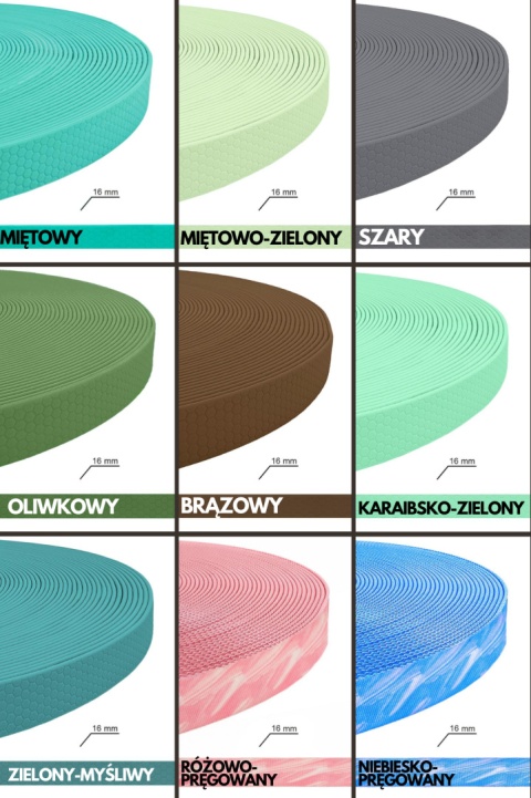 Smycz dla średniego psa wodoodporna z taśmy Hexa 16mm zielona ShelbyPets