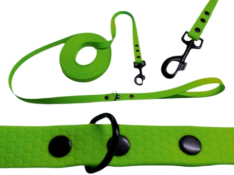 Smycz dla średniego psa wodoodporna z taśmy Hexa 16mm zielona ShelbyPets