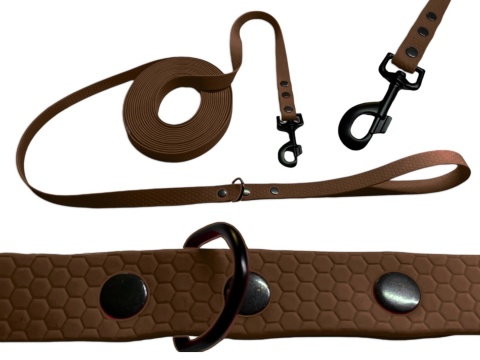 Smycz dla średniego psa wodoodporna z taśmy Hexa 16mm czerwona ShelbyPets