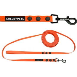Smycz dla średniego psa wodoodporna z taśmy Hexa 16mm pomarańczowa ShelbyPets