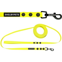 Smycz dla średniego psa wodoodporna z taśmy Hexa 16mm żółta ShelbyPets