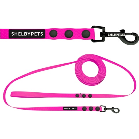 Smycz dla średniego psa wodoodporna z taśmy Hexa 16mm różowa ShelbyPets