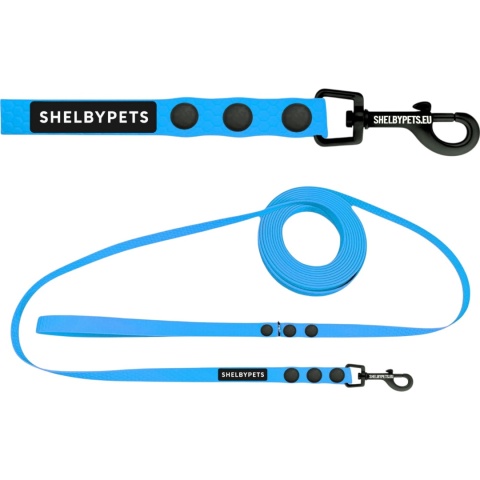 Smycz dla średniego psa wodoodporna z taśmy Hexa 16mm niebieska ShelbyPets