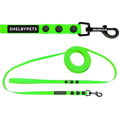 Smycz dla średniego psa wodoodporna z taśmy Hexa 16mm zielona ShelbyPets