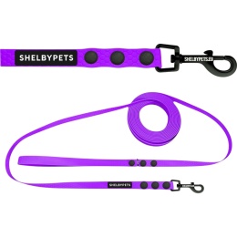 Smycz dla średniego psa wodoodporna z taśmy Hexa 16mm fioletowa ShelbyPets
